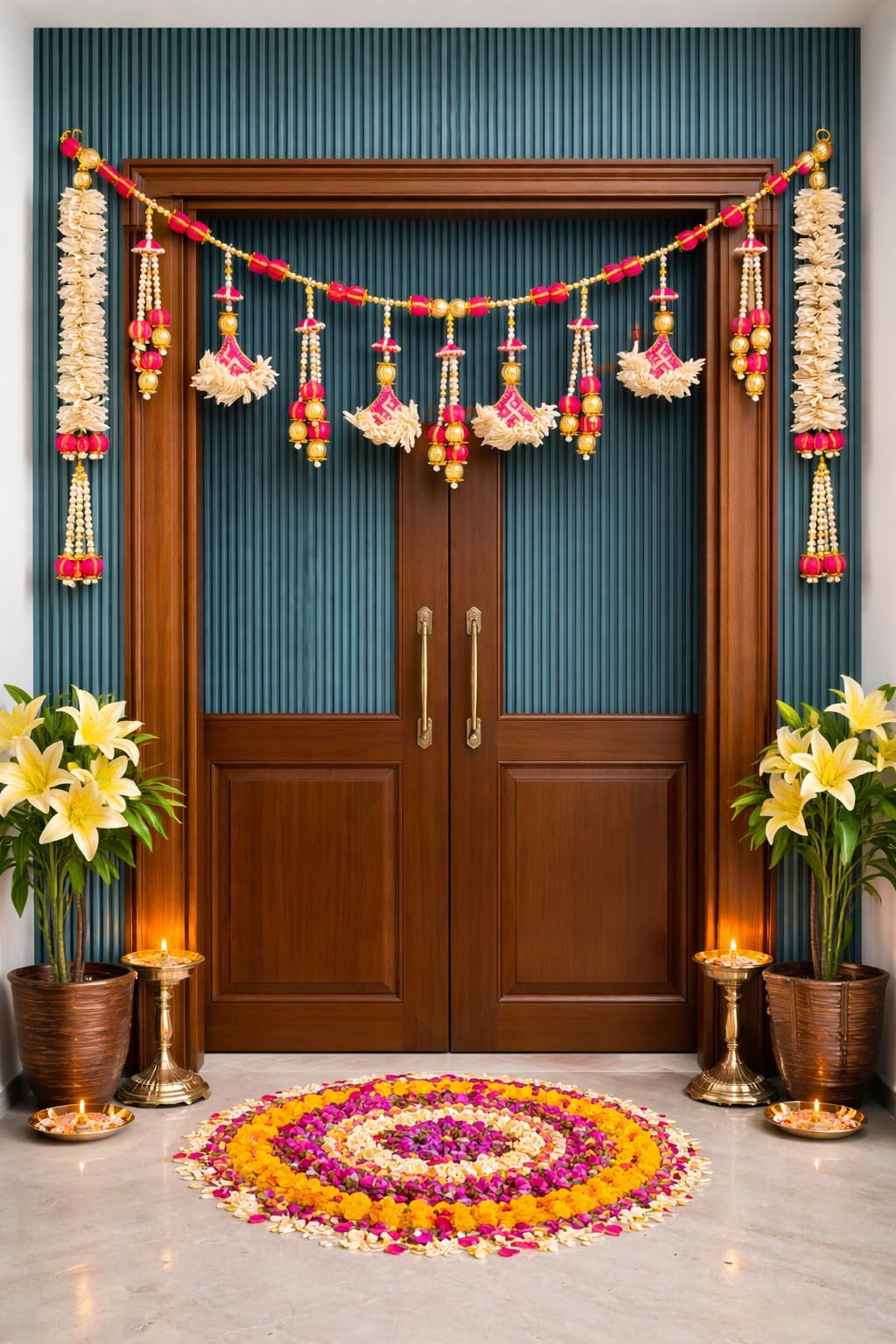 Sellplus Handmade Bandhanwar Decorations | Decorative Bandhanwar Toran Hanging for Home Entrance Mandir Door Festival and Wedding Decoration (Pack of 1) (BDHW189-1)