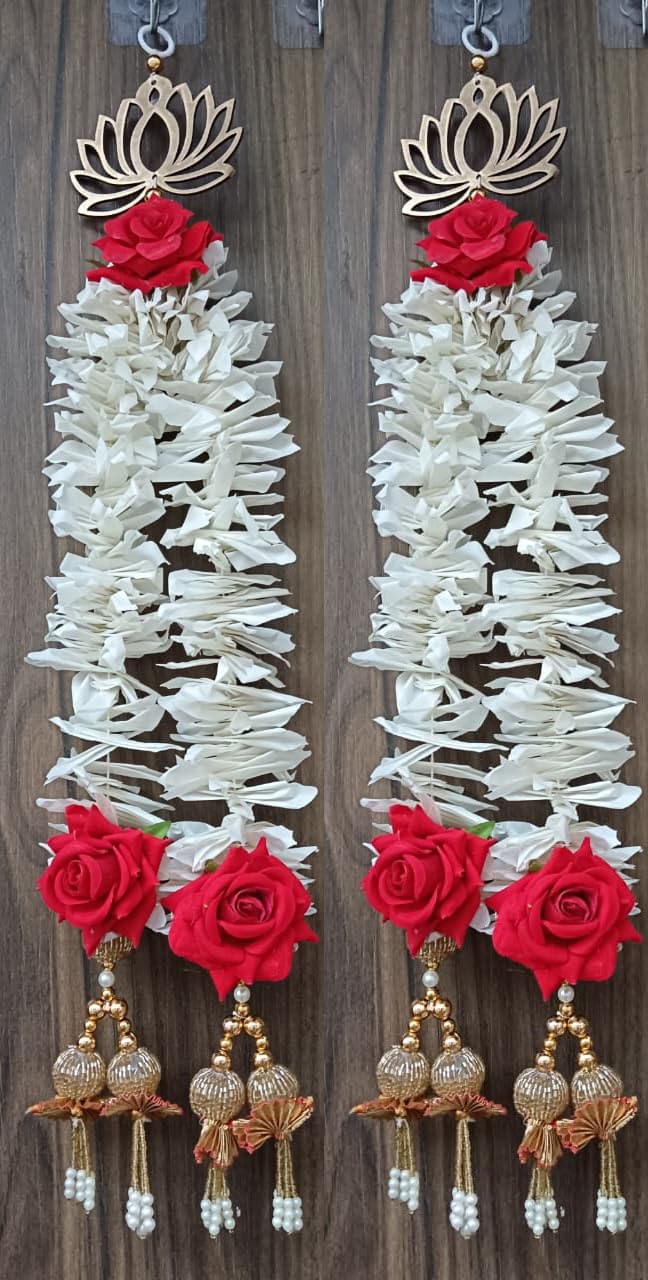 Nutts Handmade Decorative White Paper Gajra Hanging | Traditional Floral Hanging for Home Entrance Hanging Decorations (PAPERG63)