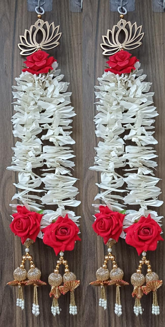 Nutts Handmade Decorative White Paper Gajra Hanging | Traditional Floral Hanging for Home Entrance Hanging Decorations (PAPERG63)