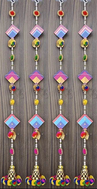 Multicolor Kite Wall Hanging Toran for Lohri & Makar Sankranti Home Decor Traditional Decoration Items Pack of 4 (KITEH08)