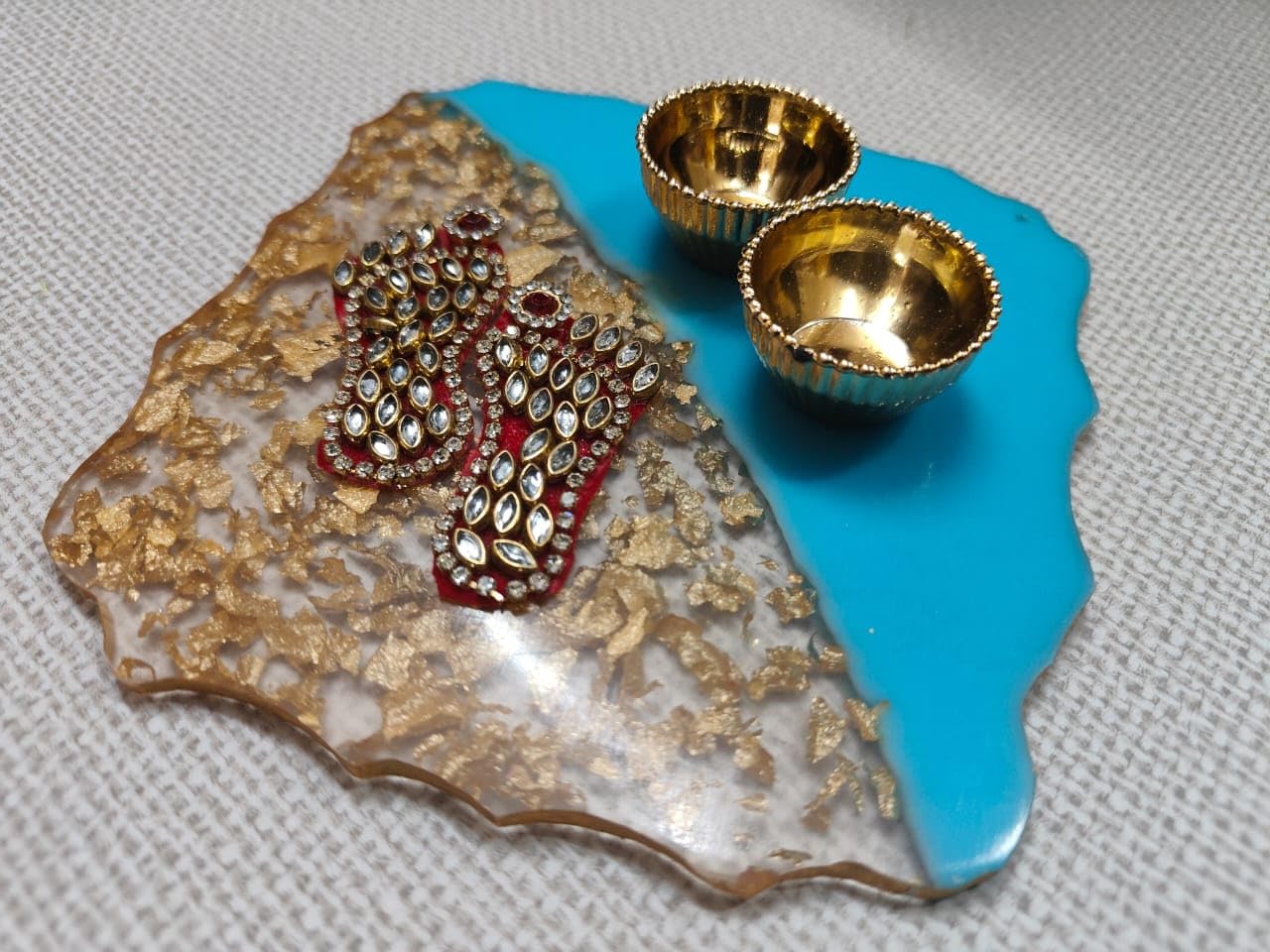 Sellplus Resin Charan Sacred Footprint Decorative Pooja Mandir Festival Home Temple Spiritual Auspicious Worship Traditional (RC01-2)