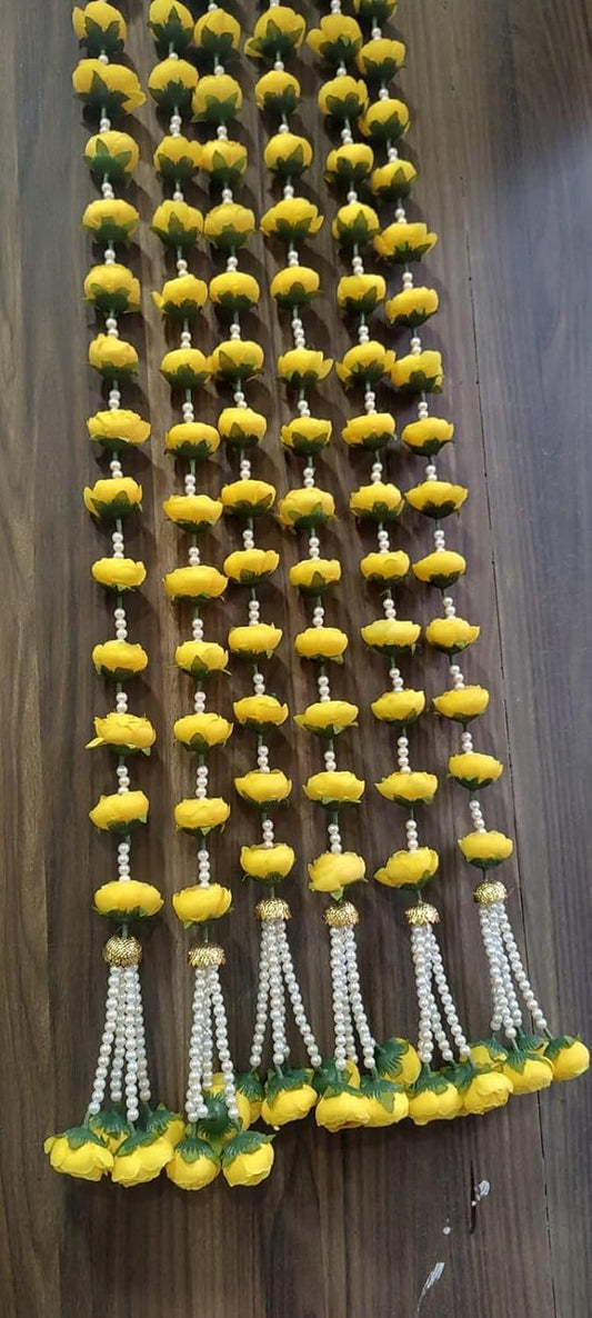 Nutts Decorative Handmade Flower Hanging | Multicolour Artificial Flower Hanging for Festival Decoration | Florel Beads Toran for Home Decor (FlowerH02)