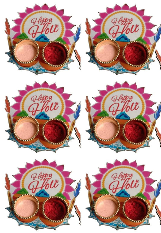 NUTTS Traditional Decorative MDF Happy Holi Plate Decorative Holi Return Gifts for Festival Celebration (HOLIPLATE-67)