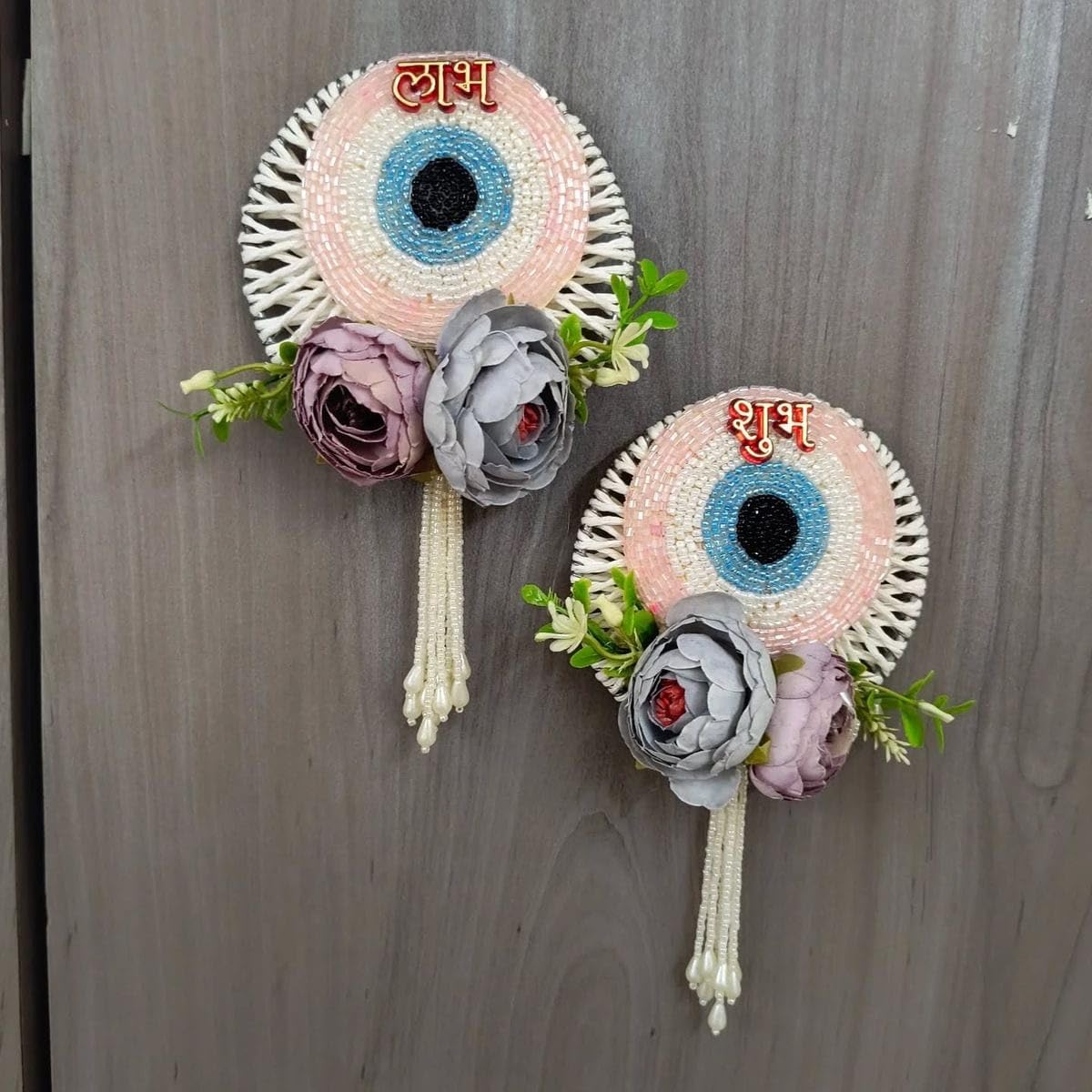 Nutts Handmade Multicolour Decorative Evil Eye Shubh-Labh Hanging Evil Eye Hanging for Decoration Toran for Home and Festive Decor (EvilEyeH-41)