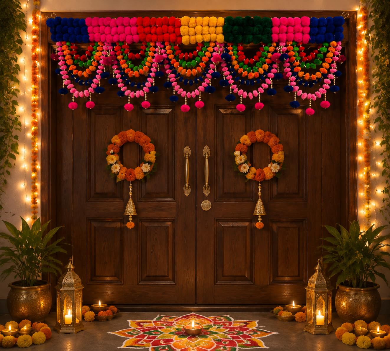Sellplus Handmade Bandhanwar Toran Decorative | Festive Bandhanwar Toran Door Hanging for Diwali Ganesh Chaturthi Navratri Decoration (Pack of 1) (BDHW33)