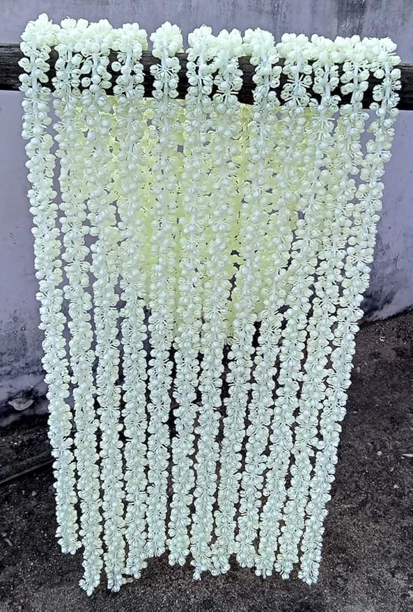 Nutts Artificial Heavy Mogra Jasmine Garlands, White, Pack of 12