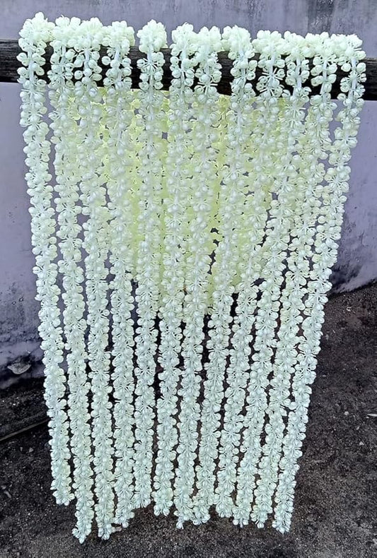 Nutts Artificial Heavy Mogra Jasmine Garlands, White, Pack of 12