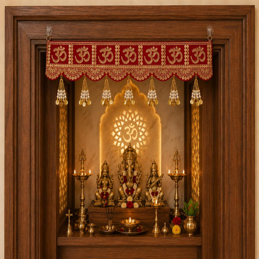 Sellplus Traditional Handcrafted Divine Om Red Gold Traditional Door Bandhanwar Toran Diwali Decoration and Festive Home Entrance Decor (BDHW310)
