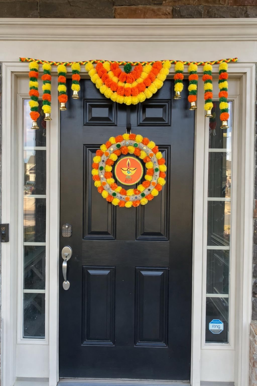 Sellplus Handcrafted Artificial Flower Multicolour Decorative Bandhanwar | Festive Bandhanwar with Decorative Hanging for Main Door Temple Office and Home Decoration (BDHW378)