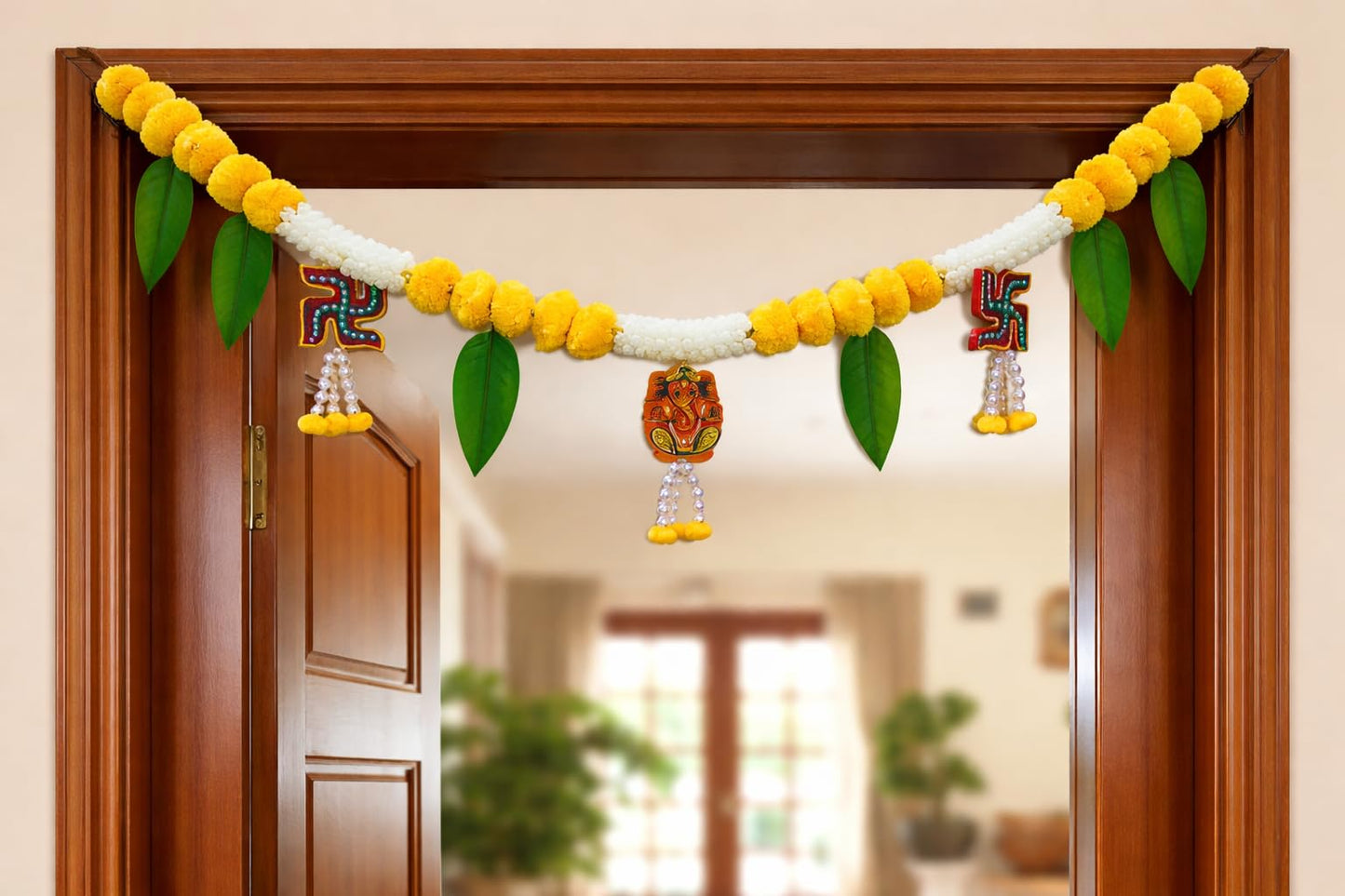 Sellplus Handcrafted Artificial Flower Multicolour Decorative Bandhanwar | Traditional Bandhanwar Toran with Hanging Tassels for Main Door Home Temple Diwali Decoration (Pack of 1) (BDHW413)