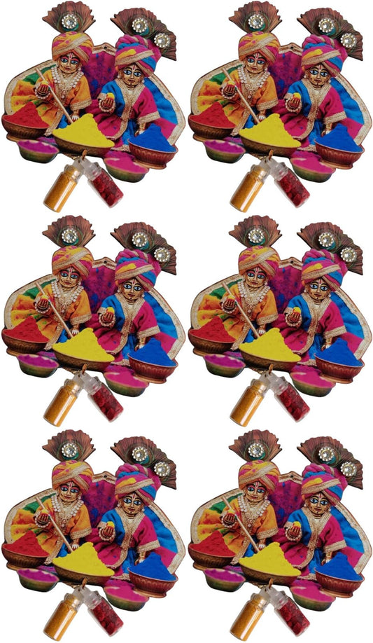 NUTTS Traditional Decorative Laddo Gopal Ji MDF with Colour Bottles Decorative Holi Return Gifts for Festival Celebration Great for Wonderful Festive Holi Celebrations. (HOLIPLATE-71)