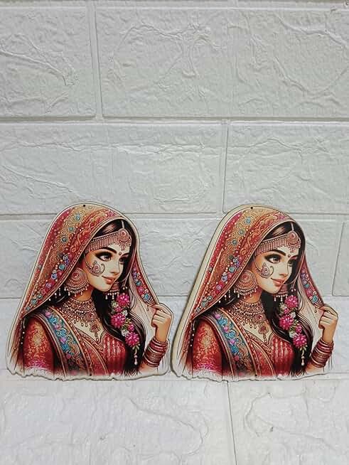 MDF Royal Indian Bride | Acrylic Wall Decor | MDF Bridel Wooden For Decoration, Art & Craft Decor (SH-RM-MDFW38)