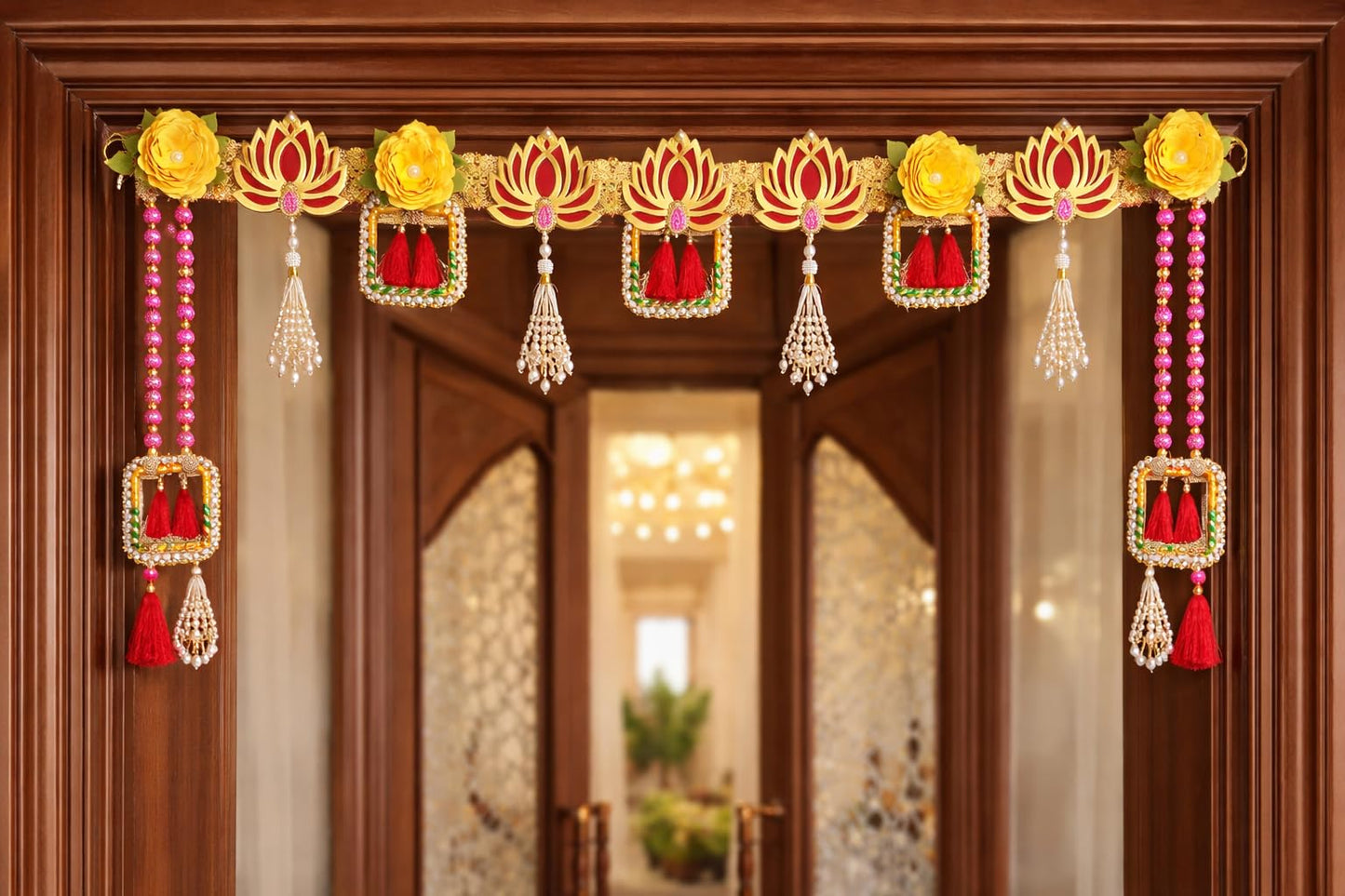 Sellplus Handmade Bandhanwar Decorations | Premium Style Decorative Bandhanwar Toran Hanging for Diwali Ganesh Chaturthi and Housewarming Decoration (Pack of 1) (BDHW297)
