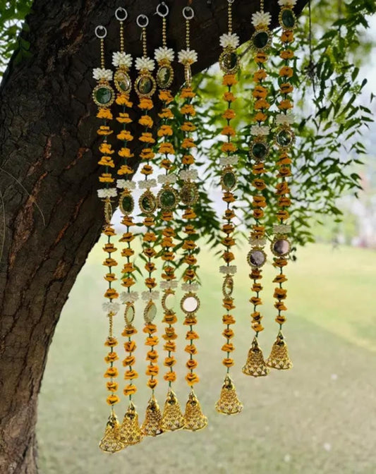 Nutts Decorative Handmade Flower Hanging | Multicolour Artificial Flower Hanging for Festival Decoration | Florel Beads Toran for Home Decor (FlowerH07)