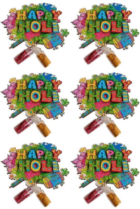 NUTTS Traditional MDF Happy Holi with Decorative Holi Return Gifts for Festival Celebration (HOLIPLATE-59)