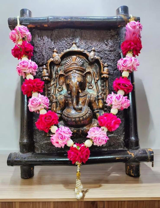 Designer Artificial Velvet Rose Flower Garland | Puja Mala | for Photo Frames & God | Handmade Garland Artificial Mala | for Photo Frame, God, Mandir and Temple