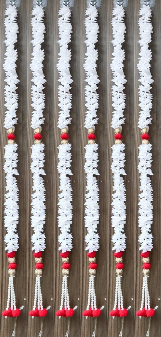 Nutts Handmade Paper Gajra Hanging Decorative | Traditonal Multicolor White Paper Gajra Wall Hanging for Home Decorations Hanging Pack of 2 (PAPERG80)