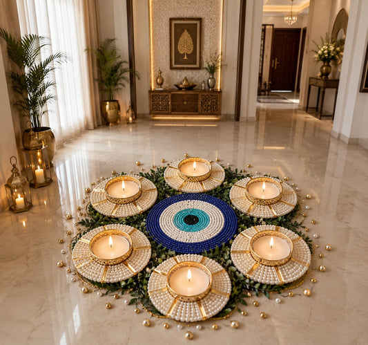 NUTTS  Decorative Floral Rangoli Traditional Festival Home Decoration Diwali Pooja Mandir Entrance Reusable Decorative Floor Art Design (Rang29)