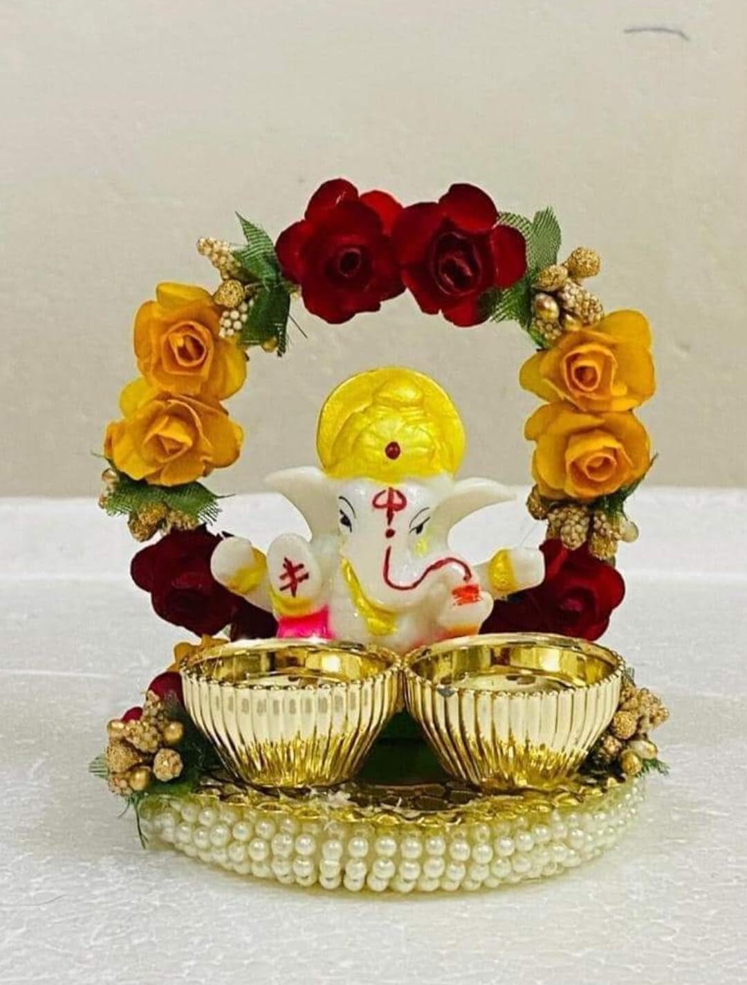 Sellplus Elegant Decorative Tealight Holder for Festival Pooja Home Decoration Wedding Living Room Mandir Decor Candle Holder(Pack of 2) (Tealight-255)