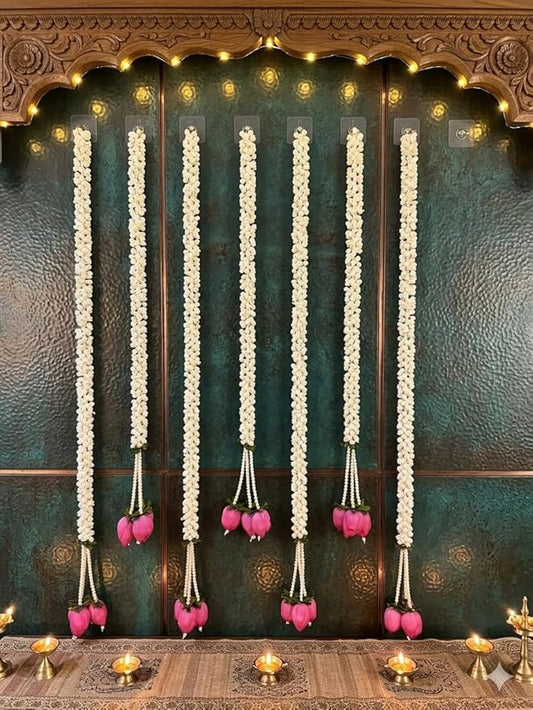 Nutts Handmade Decorative Multicolour Hanging | Traditional Lotus Hanging | Mogra Paper Gajra Hangng (MOGRAH67)
