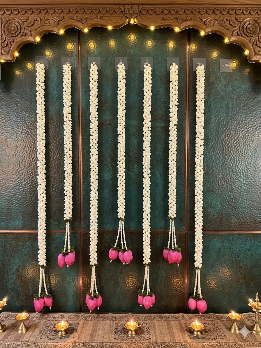 Nutts Handmade Decorative Multicolour Hanging | Traditional Lotus Hanging | Mogra Paper Gajra Hangng (MOGRAH67)
