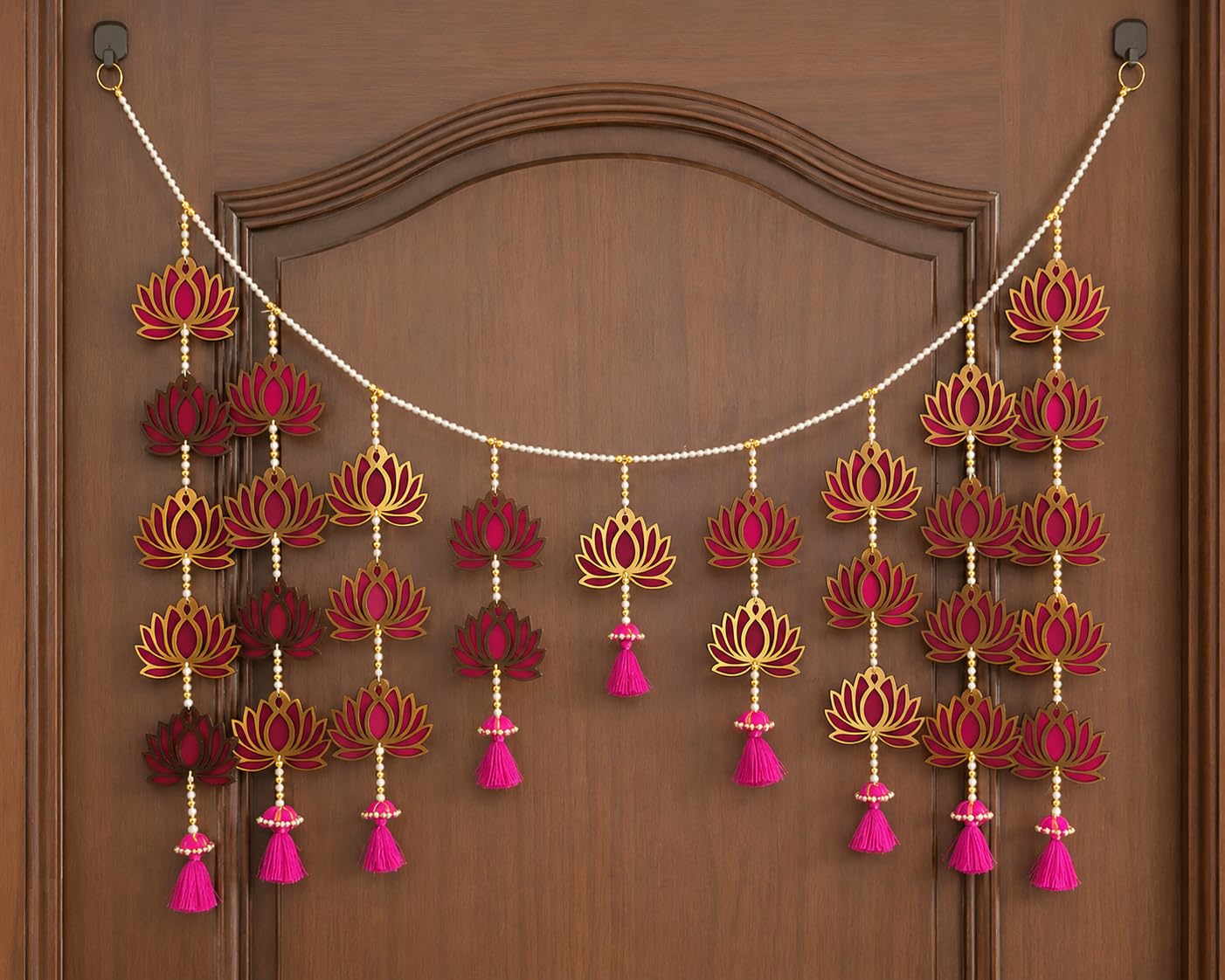 Sellplus Handmade Bandhanwar Decorative | Traditional Handmade Bandhanwar Door Hanging with Beads | Tassels for Home Temple Decor (Pack of 1) (BDHW524)