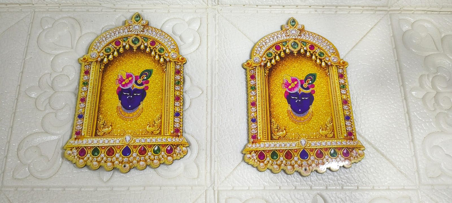 Nutts Wooden Mandir Srinath Jii MDF Idols for Diwali & Pooja Decor Wooden MDF Idols Diwali Navratri & Pooja Decoration | Home Decor for Positivity (Pack of 2) (RM-MDFG17)
