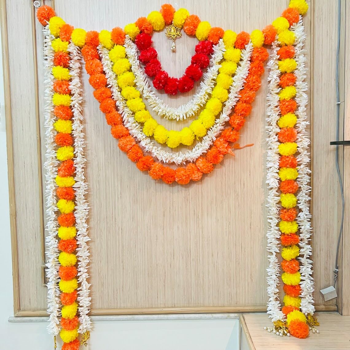 Sellplus Handcrafted Artificial Flower Multicolour Decorative Bandhanwar | Traditional Bandhanwar Toran with Hanging Tassels for Main Door Home Temple Diwali Decoration (Pack of 1) (BDHW417)