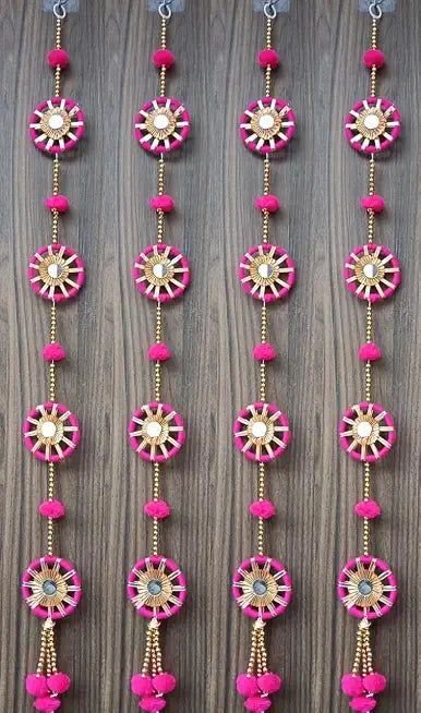 Nutts Handmade Decorative Gota Circle Hanging for Decoration Shubh-Labh Toran Small Toran for Decor (PMPMT03)