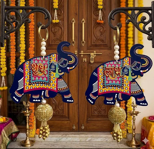 Nutts Handmade Multicolor Door Hanging | Traditional Wall Hanging Decorative Latkan Hanging Decorations Pack of 2 (Small455)