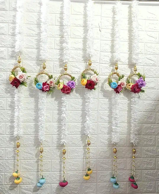 Nutts Handmade Decorative Multicolor Paper Gajra Hanging | Traditional Hanging Paper Gajra Decorative Floral Garland for Festive Home Decor (PAPERG55-2)