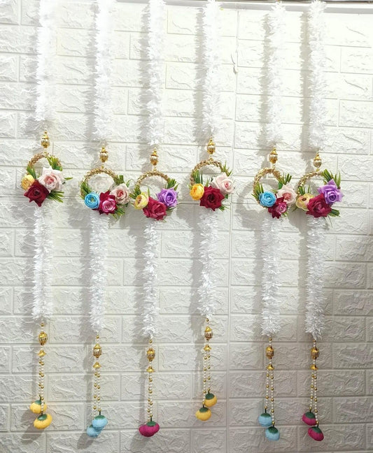 Nutts Handmade Decorative Multicolor Paper Gajra Hanging | Traditional Hanging Paper Gajra Decorative Floral Garland for Festive Home Decor (PAPERG55-2)