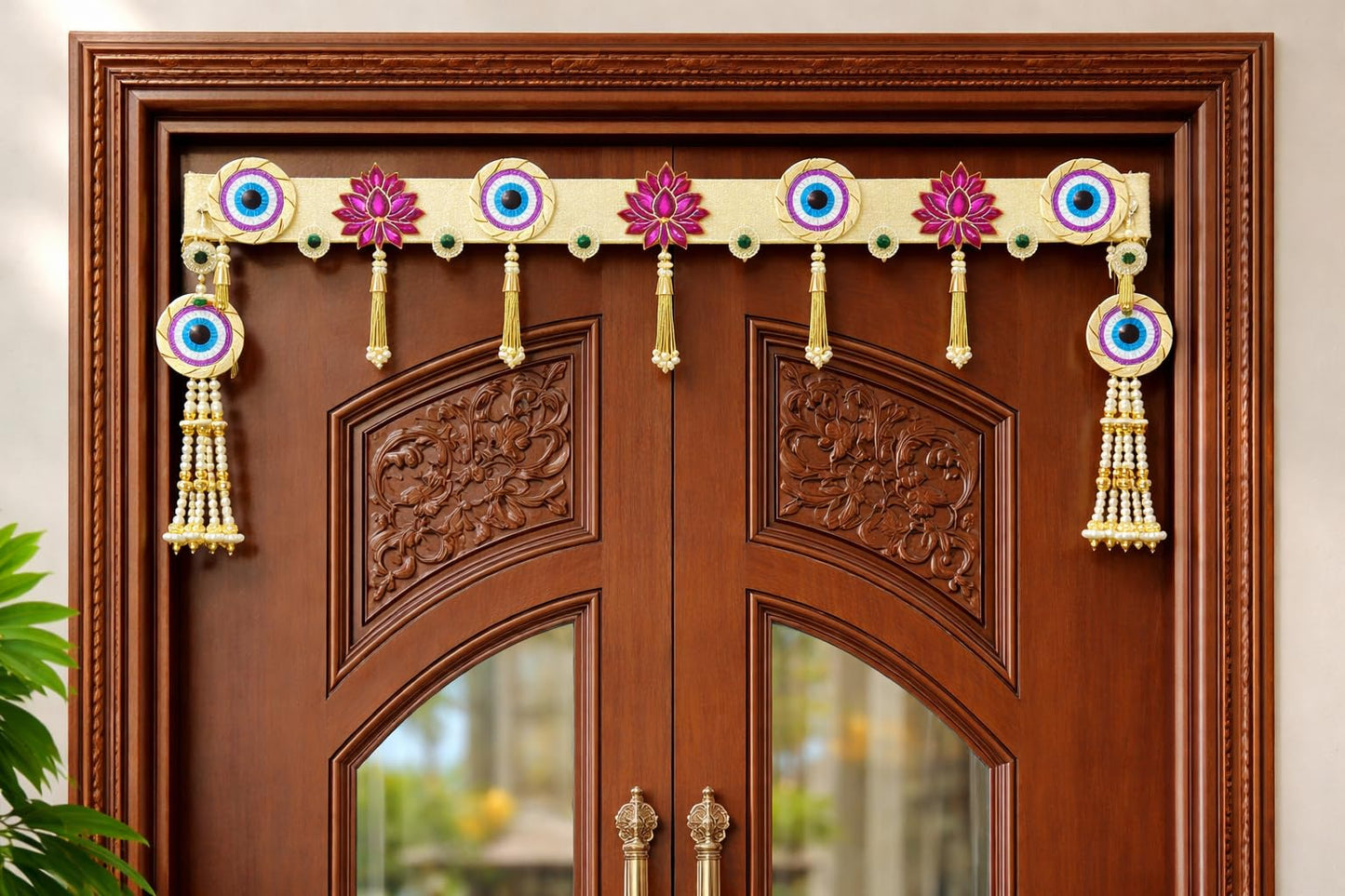 Sellplus Handmade Bandhanwar Decorative | Decorative Bandhanwar Toran with Beads and Tassels | Diwali Navratri Wedding Festival Bandhanwar Decor (Pack of 1) (BDHW401)