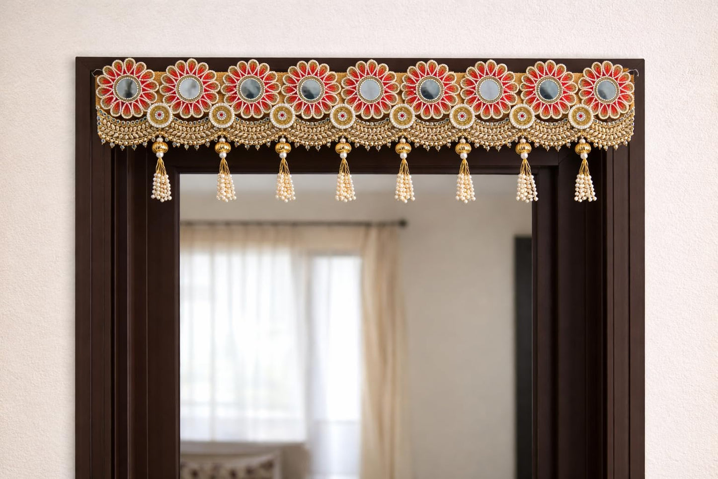 Sellplus Handmade Bandhanwar Decorative | Decorative Bandhanwar Toran with Beads and Tassels | Diwali Navratri Wedding Festival Bandhanwar Decor (Pack of 1) (BDHW403)