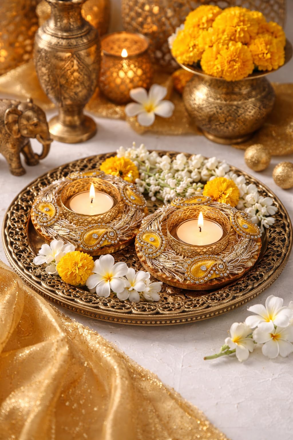 Sellplus Decorative Candle Holder for Home Decor tealight and Festival Decor and Any Occasion Use This Candle Holder(Pack of -2) (Tealight-03)