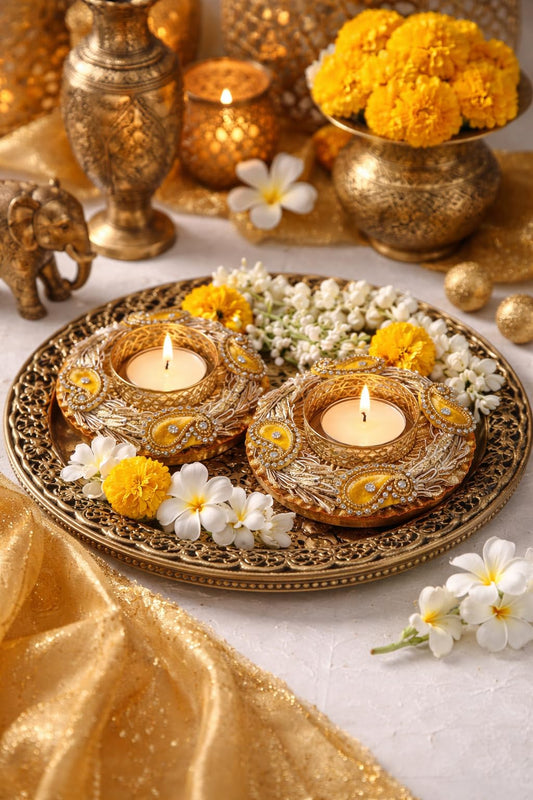 Sellplus Decorative Candle Holder for Home Decor tealight and Festival Decor and Any Occasion Use This Candle Holder(Pack of -2) (Tealight-03)