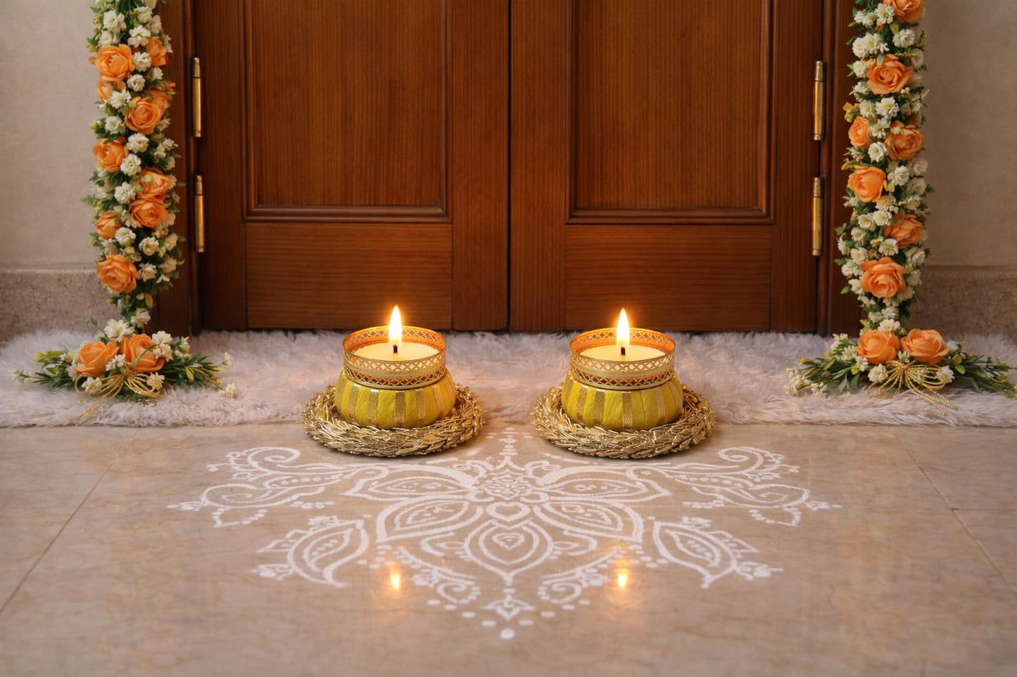 Sellplus Decorative Candle Holder Elegant Tealight Stand for Home Decor Living Room Dining Table Festival Wedding Pooja (Pack of 2) (Tealight-99)