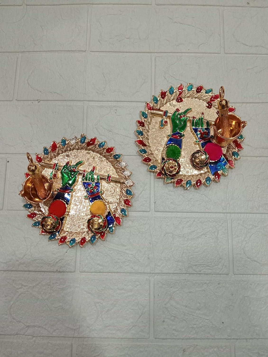 Sellplus Traditional Holi Designer Bansuri Pooja Platter with Bucket Decorative Holi for Festival Celebration (HOLIPLATE-54)