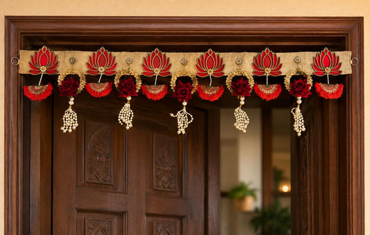 Sellplus Handmade Bandhanwar Decorative | Traditional Handmade Bandhanwar Door Hanging with Beads | Tassels for Home Temple Decor (Pack of 1) (BDHW519)