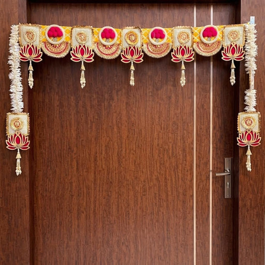 Sellplus Handmade Bandhanwar Toran Artificial Floral Decorative | Decorative Bandhanwar Toran Hanging | Door Wall Mandir Wedding and Housewarming Decoration (Pack of 1) (BDHW221)