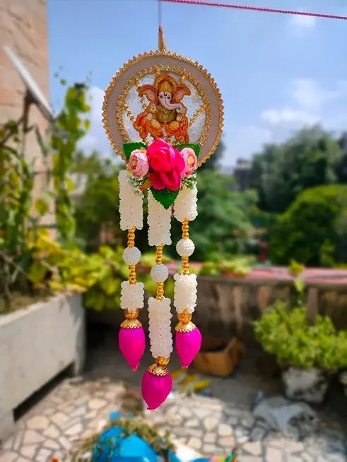 Nutts Handmade Multicolour Decorative Hanging Shubh-Labh Hanging Traditional Toran for Decoration Toran for Home and Festive Decor (MOGRAH61)