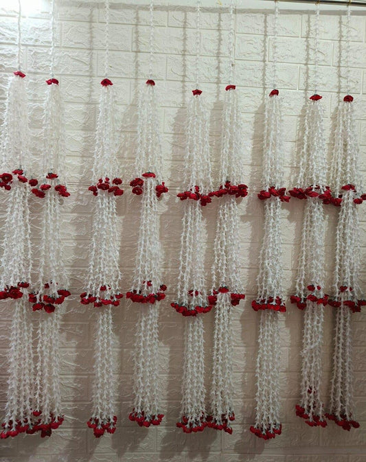 Nutts Handmade Decorative Rajnigandha Gulab Toran | Traditional Artificial Florel Hanging for Home and Office Decoration (PMPMT104)