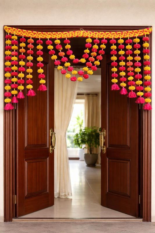 Sellplus Handmade Bandhanwar Toran Artificial Floral Decorative | Decorative Bandhanwar Toran Hanging | Door Wall Mandir Wedding and Housewarming Decoration (Pack of 1) (BDHW219)
