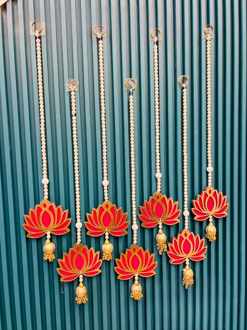 Nutts Decorative Handmade Multicolour Hanging | Traditional Shubh-Labh Hanging for Decoration | Lotus Hanging for Home Decor (Lotus16)