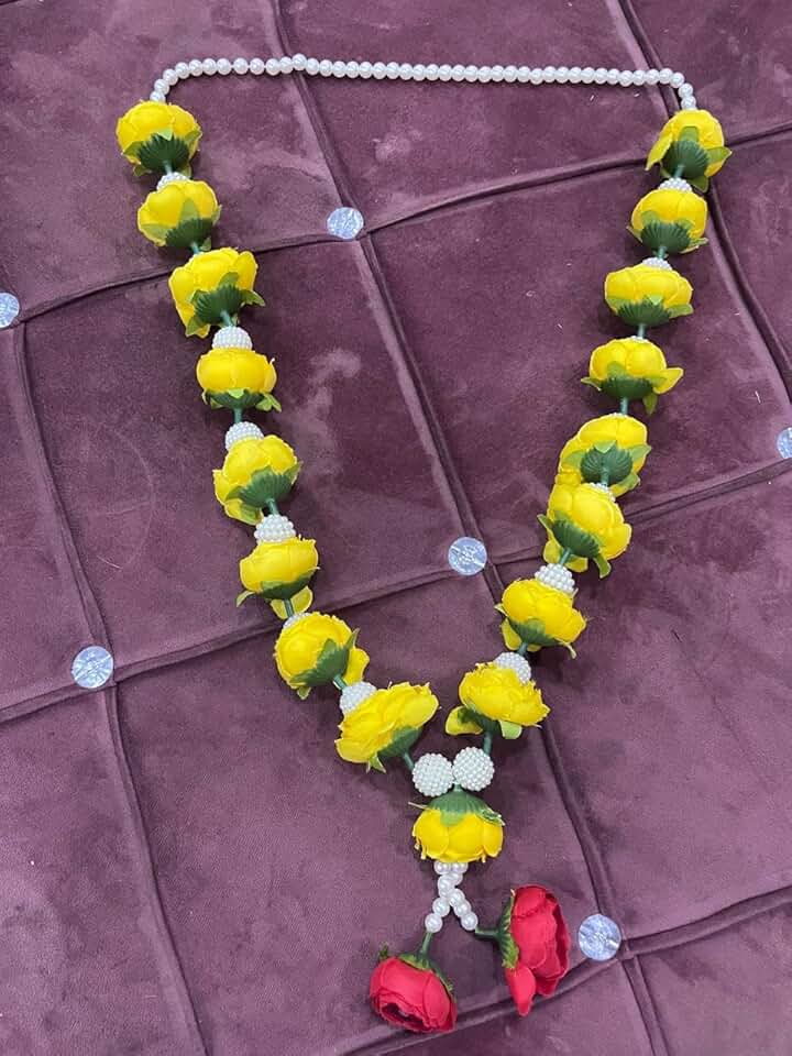 Amazing Designer Artificial Peony Flower Garland | Puja Mala | for Photo Frames & God | Handmade Garland Artificial Mala | for Photo Frame, God, Mandir and Temple (Yellow)