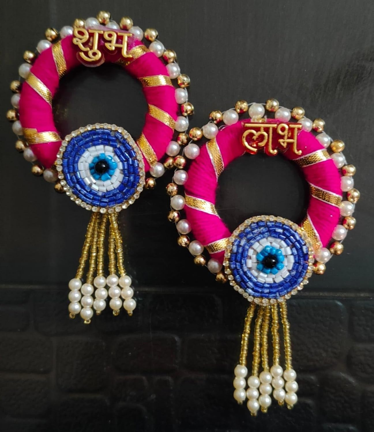 Nutts Traditional Decorative Handmade Multicolour Moti Chudi Evileye Shubh Labh Hanging for Decoration | Hanging for Home and Office Decor | Diwali and Festive Decor Hangings (EvilEyeH-32)
