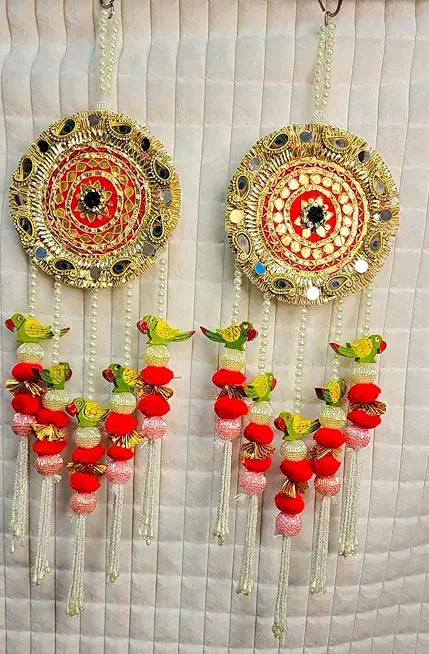 Nutts Handmade Decorative Wall Hanging | Traditional Designer MDF Parrot Hanging for Decoration Pack of 2 (SMALL48-2)