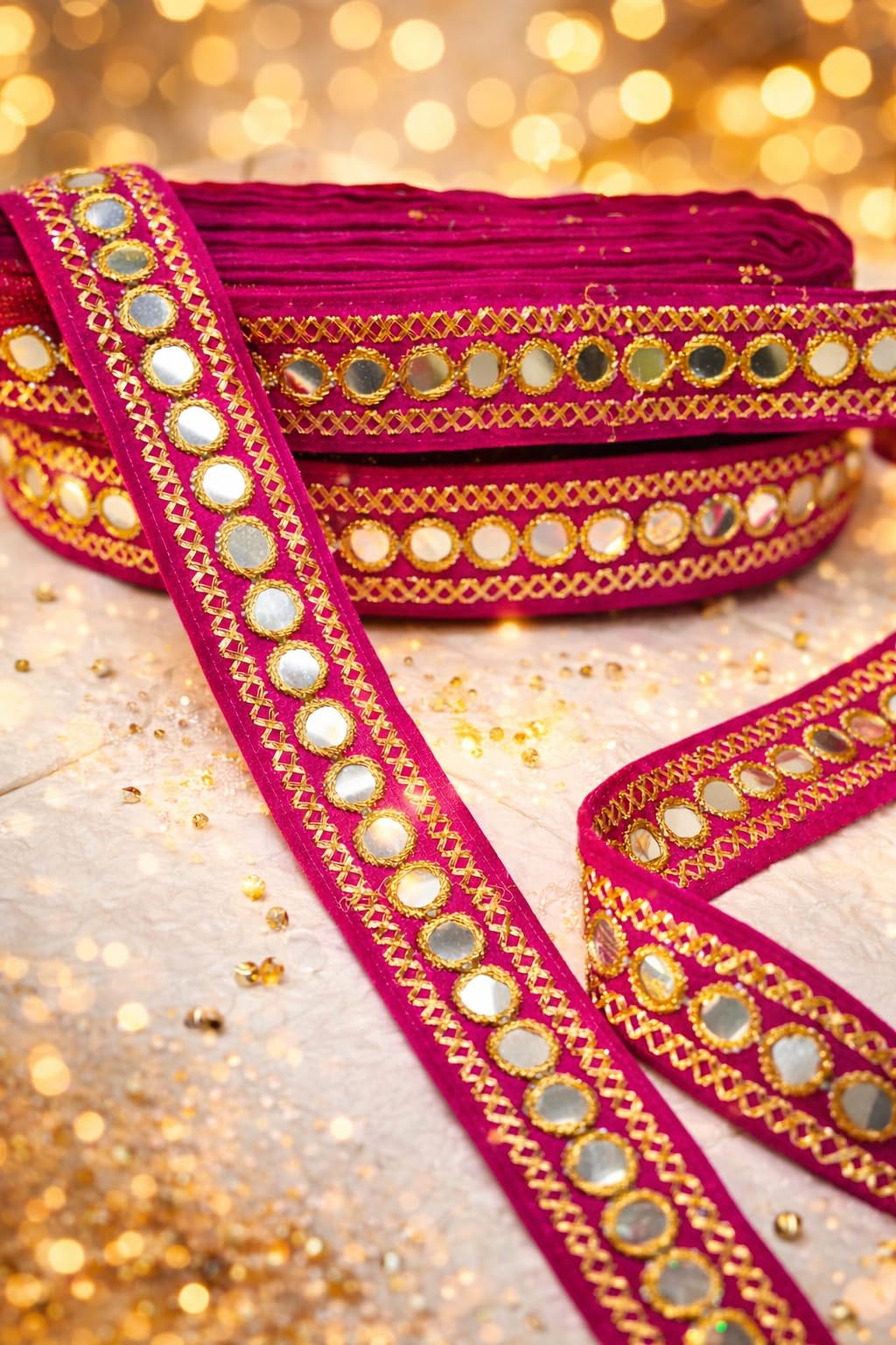 Nutts Decorative Designer Lace Border for Dupatta Suits & Saree Lace Trim Ribbon for Sewing Making and DIY Crafts (RM-LACE38.1)