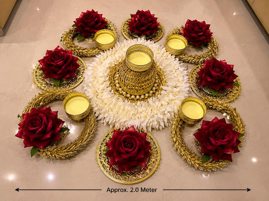 NUTTS   Traditional Rangoli Tealight Set Decorative Festival Floor Decor for Diwali Navratri Pooja Wedding Home Entrance Reusable Elegant Design Set of 1 (Rang149)