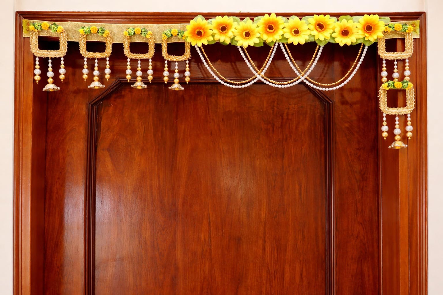 Sellplus Handcrafted Artificial Flower Multicolour Decorative Bandhanwar | Festive Bandhanwar with Decorative Hanging for Main Door Temple Office and Home Decoration (BDHW388)